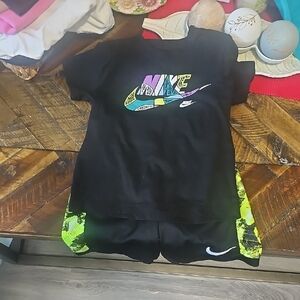 Nike Kids Black Tee with Colorful Graphic
